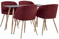 5-piece Dining Set, Textile, Burgundy 3053848 - Dining Set