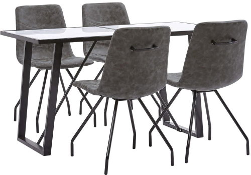 5-piece Dining Set, Dark Brown Faux Leather 3050108 - Dining Set - Main image
