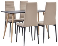 5-piece dining set faux leather cappuccino 3053790 - Dining Set