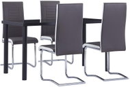 5-piece Dining Set, Faux Leather, Grey 3053012 - Dining Set