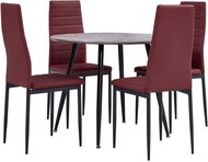 5-piece Dining Set Faux Leather Burgundy 3054189 - Dining Set