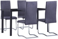 5-piece Dining Set, Faux Suede Leather, Grey 3053024 - Dining Set