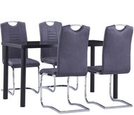5-Piece Dining Set, Synthetic Suede Leather, Grey 3053040 - Dining Set
