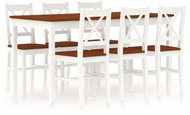 7-Piece Dining Set, Pine Wood, White and Brown 283378 - Dining Set