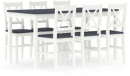 7-Piece Dining Set, Pine Wood, White and Grey  283376 - Dining Set