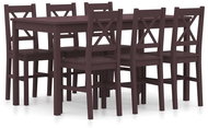 7-piece Dining Set Pine Wood Dark Brown 283377 - Dining Set