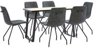 7-piece Dining Set, Black Faux Leather 3050461 - Dining Set