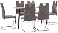 7-piece dining set brown faux leather 3050657 - Dining Set