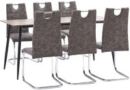 7-piece Dining Set, Brown Faux Leather 3050743 - Dining Set