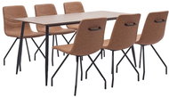7-piece Dining Set, Brown Faux Leather 3050773 - Dining Set