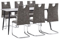 7-piece Dining Set, Brown Faux Leather 3050963 - Dining Set