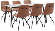 7-piece Dining Set, Brown, Faux Leather 3050993 - Dining Set