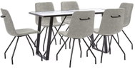 7-piece Dining Set, Grey, Faux Leather 3050113 - Dining Set