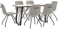 7-piece Dining Set, Grey Faux Leather 3050509 - Dining Set