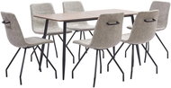 7-piece Dining Set, Grey Faux Leather 3050729 - Dining Set