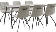 7-piece Dining Set, Grey Faux Leather 3050991 - Dining Set