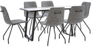 7-piece Dining Set, Dark Grey Faux Leather 3050111 - Dining Set