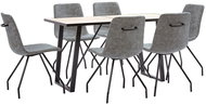 7-piece Dining Set, Dark Grey, Faux Leather 3050507 - Dining Set
