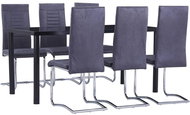 7-piece Dining Set, Faux Brushed Leather, Grey 3053065 - Dining Set