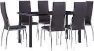 7-piece Dining Set, Faux Leather, Brown 3053002 - Dining Set