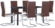7-piece dining set faux leather brown 3053013 - Dining Set