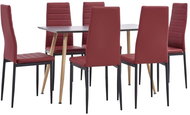 7-piece Dining Set Faux Leather Burgundy 3053829 - Dining Set