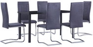 7-piece Dining Set, Faux Suede Leather, Grey 3053023 - Dining Set