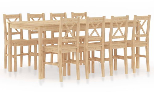 9-piece Dining Set Pine Wood 283385 - Dining Set - Main image