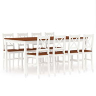 9-piece Dining Set Pine Wood White-brown 283390 - Dining Set