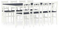 9-piece Dining Set Pine Wood White-grey 283388 - Dining Set
