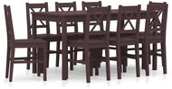9-piece Dining Set, Pine Wood, Dark Brown 283383 - Dining Set