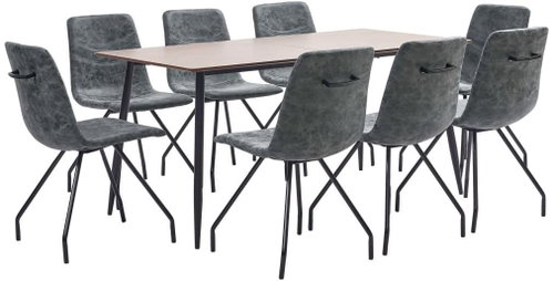 9-piece Dining Set, Black Faux Leather 3050768 - Dining Set - Main image