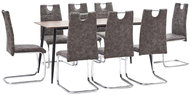 9-piece Dining Set Brown Faux Leather 3050744 - Dining Set