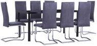9-piece Dining Set, Faux Suede Leather, Grey 3053066 - Dining Set