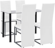 Dining set made of steel and tempered glass 5 pcs black and white 247249 - Dining Set