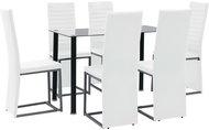 Dining set made of steel and tempered glass 7 pcs black and white 247251 - Dining Set