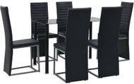 Dining Set made of Steel and Tempered Glass 7 pcs Black 247250 - Dining Set