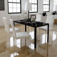 Five-part dining set black and white 242989 - Dining Set