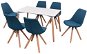 Seven-piece Dining Table and Chair Set, White and Blue 243572 - Dining Set