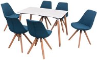 Sedmidílný jídelní set stolu a židlí, bílá a modrá 243572 - Jedálenská súprava