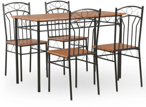5-piece dining set MDF and brown steel 281400 - Dining Set - Main image