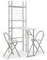 3-piece folding dining set with MDF storage rack and white steel 284403 - Dining Set