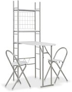 3-piece folding dining set with MDF storage rack and white steel 284403 - Dining Set