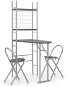 3-piece folding dining set with MDF storage rack and black steel 284404 - Dining Set
