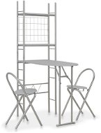 3-piece folding dining set with MDF storage rack and gray steel 284405 - Dining Set