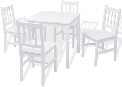 Five-Piece Pine Wood Dining Set White 242957 - Dining Set - Main image