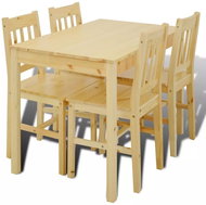 Wooden dining table with 4 chairs in natural shade 241220 - Dining Set