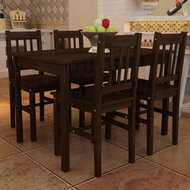 Wooden table with 4 chairs, brown colour 241221 - Dining Set