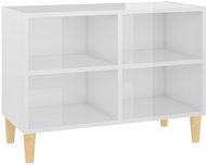 SHUMEE nohy z masivního dřeva bílý vysoký lesk 69,5 × 30 × 50 cm - TV stolek