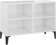 SHUMEE fém lábakkal, fehér, magasfényű 69,5 × 30 × 50 cm - TV asztal